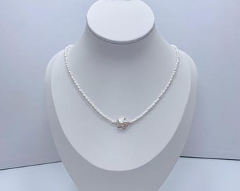 Star Baroque Pearl Necklace Earrings Set, Sterling Silver, Seed Pearl Chain