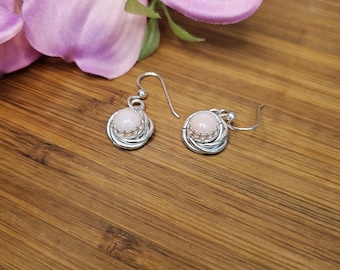 Pink Opal Rosette Earrings