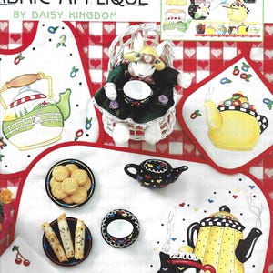 Vintage Daisy Kingdom Teapots 7 Iron On or Sew On Appliques