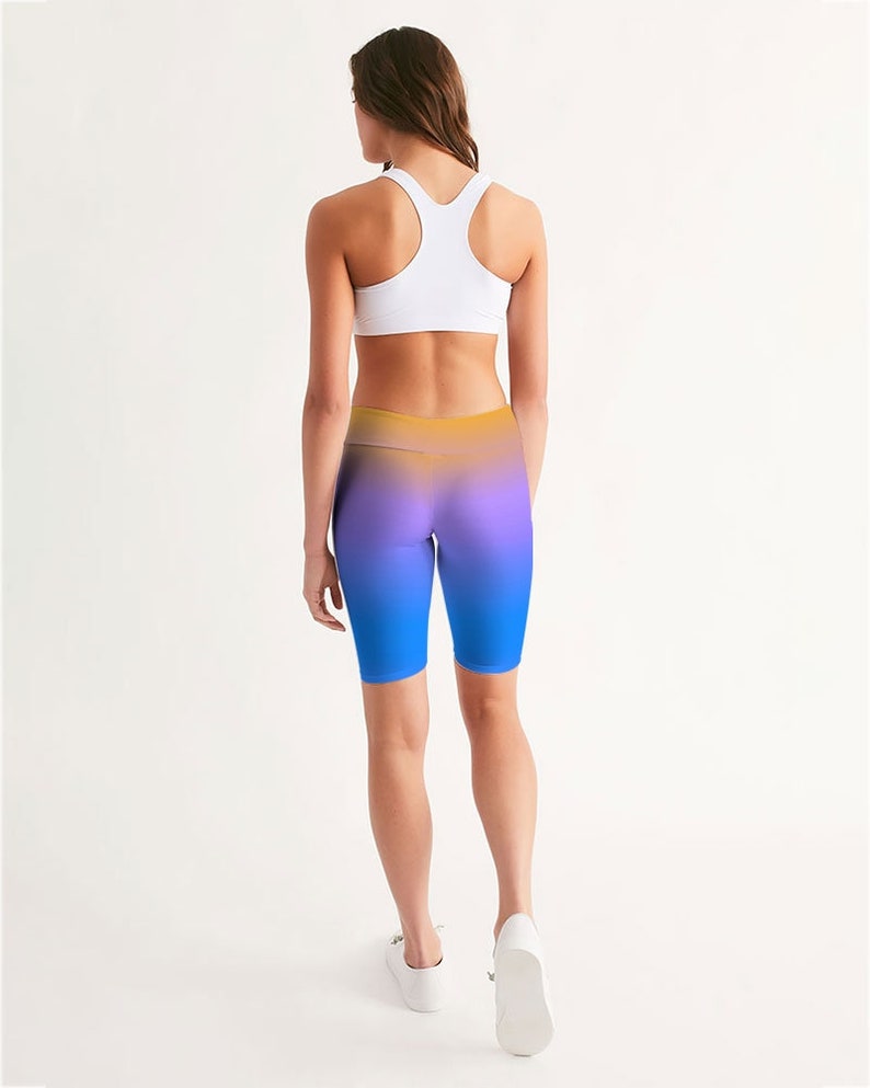Women/'s Mid-Rise Bike Shorts BH Shirt Faded Blue,Purple and Orange