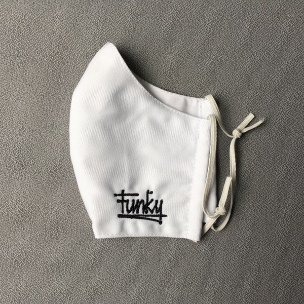 Cotton reusable face mask "Funky" white