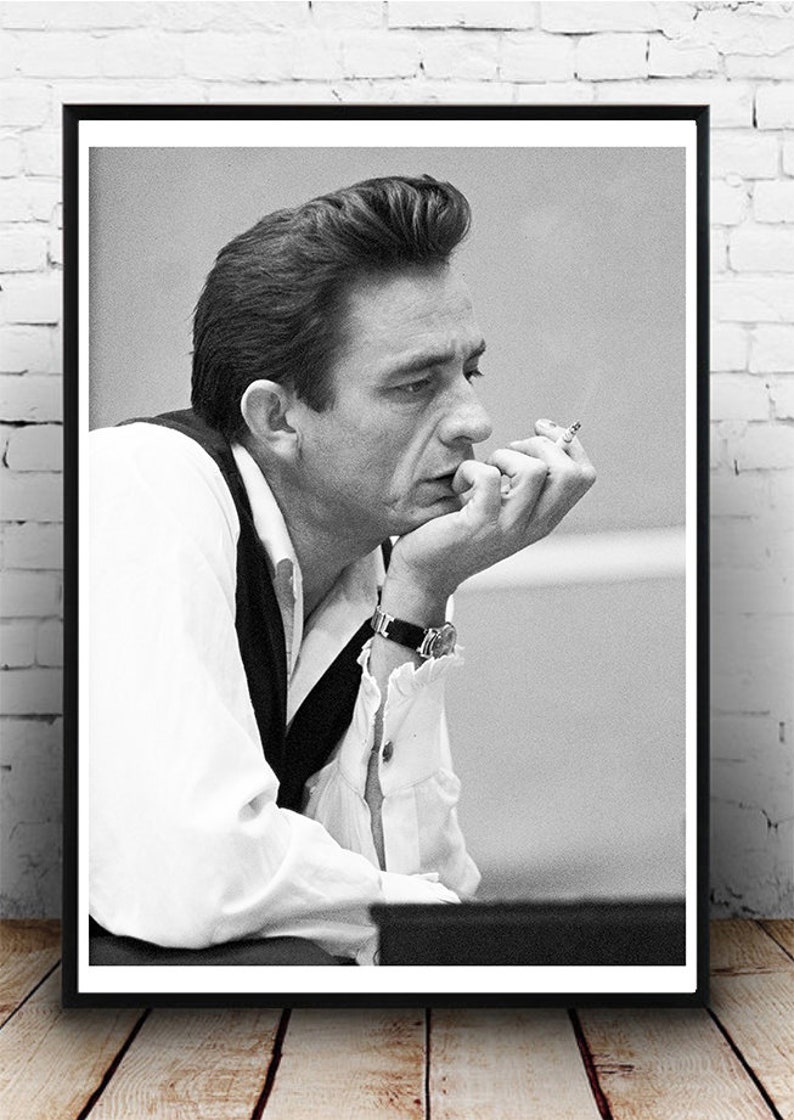 Johnny Cash Smoking Music Print Country Legend Vintage Etsy