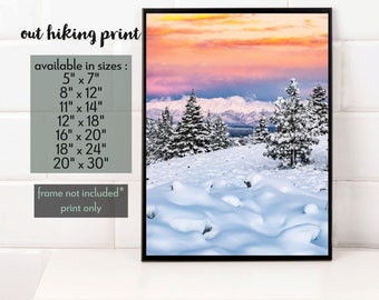 Mammoth Lakes Winter Sunset Photography Print, Sierra Nevada Landscape