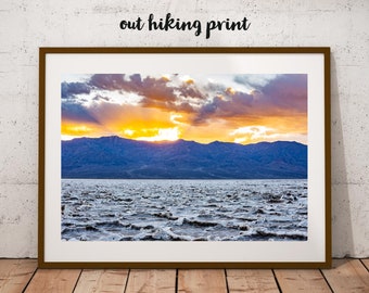 Death Valley National Park Wide Print Badwater Salt Flats [Wall Art, Desert Lovers, Cali, National Parks, Inyo County, Badwater, Sunset]