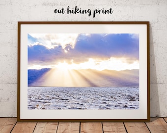 Death Valley National Park Wide Print Badwater Salt Flats [Wall Art, Desert Lovers, Cali, National Parks, Inyo County, Badwater, Light Rays]