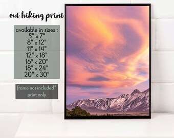 Mammoth Lakes Sunset Print, Pink Eastern Sierra Nevada Landscape