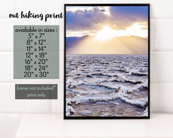 Death Valley Print, Badwater Salt Flats Sunset, California Wall Art
