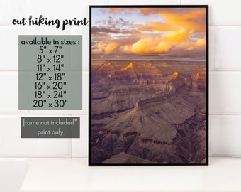 Grand Canyon Photography Print, Golden Hour Arizona Landscape Wall Art