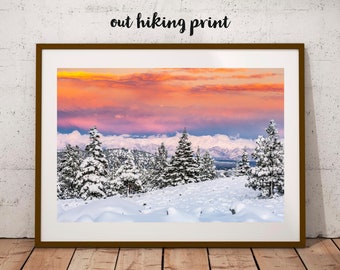 Mammoth Lakes Winter Sunset Print, Eastern Sierra Nevada Wall Art
