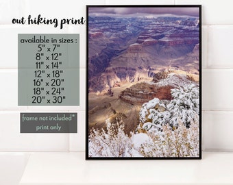 Snowy Grand Canyon Photography Print, Arizona Landscape