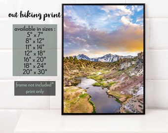 Hot Creek Sunset Photography Print, Sierra Nevada Landscape