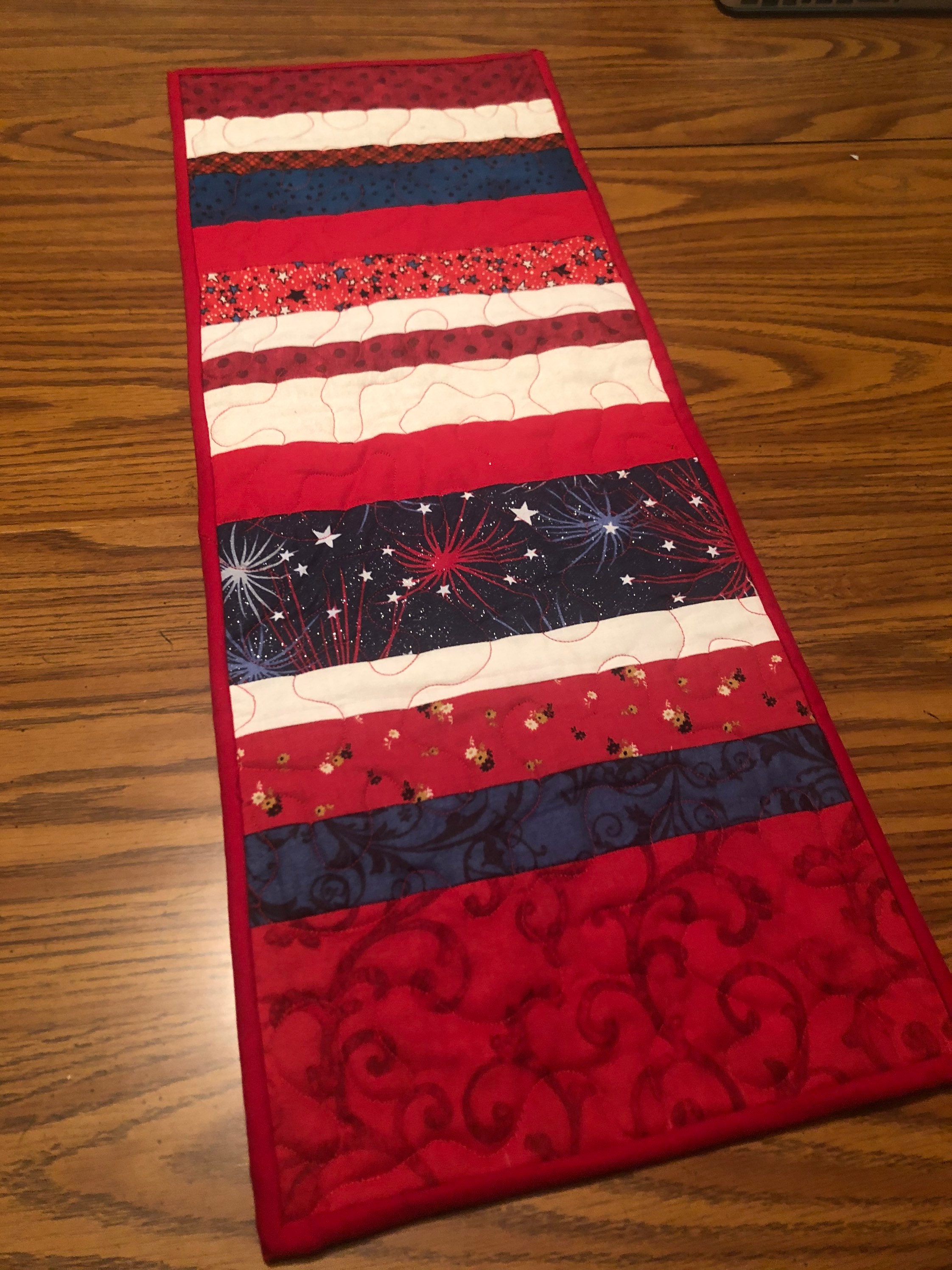 Patriotic Table Runner 4th Of July Table Runner Reversible E61