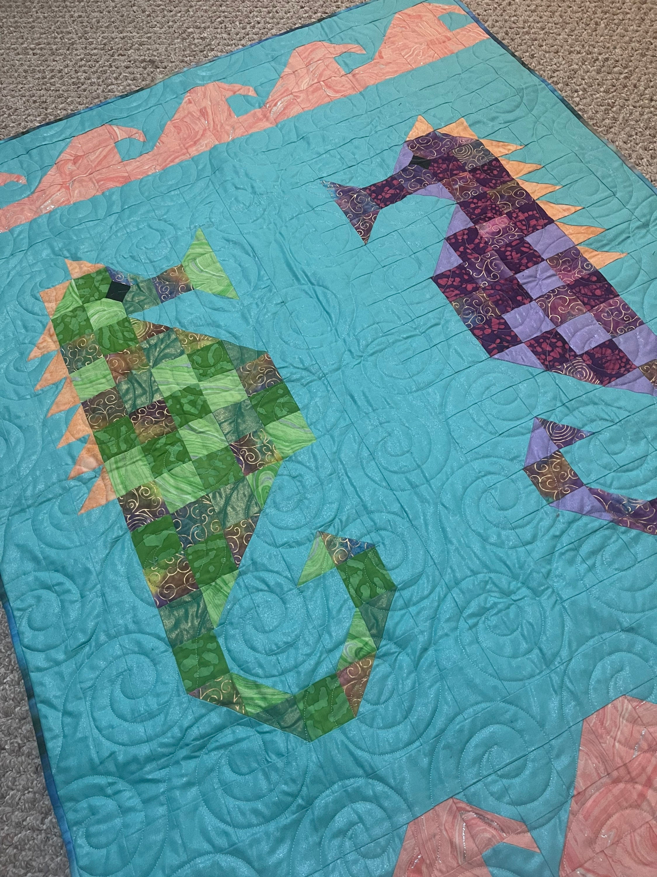 Seepferdchen Baby Quilt, Ozean Baby Quilt