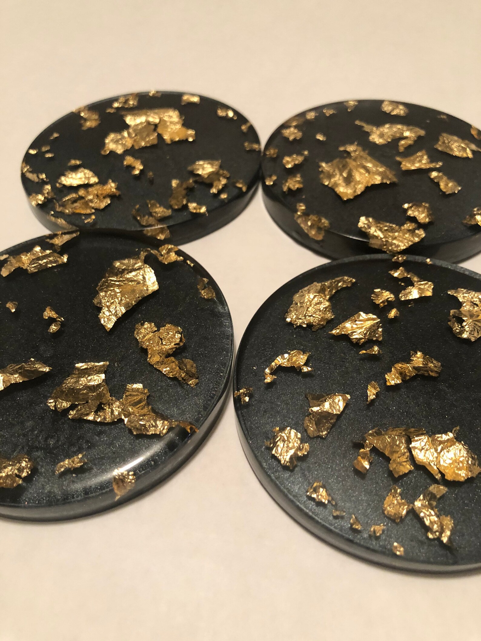 Set of 4 Black and Gold Foil Coasters Etsy