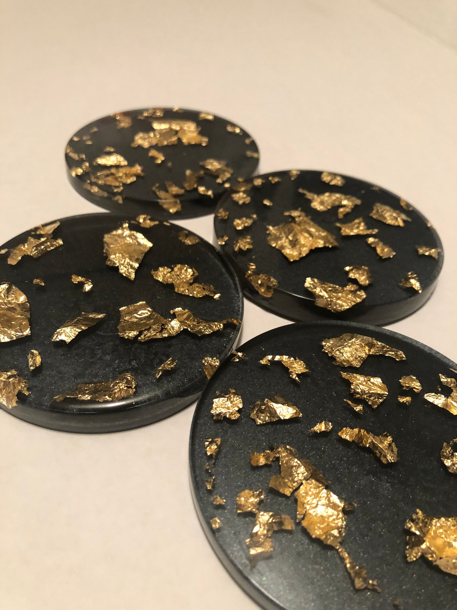 Set of 4 Black and Gold foil coasters Etsy