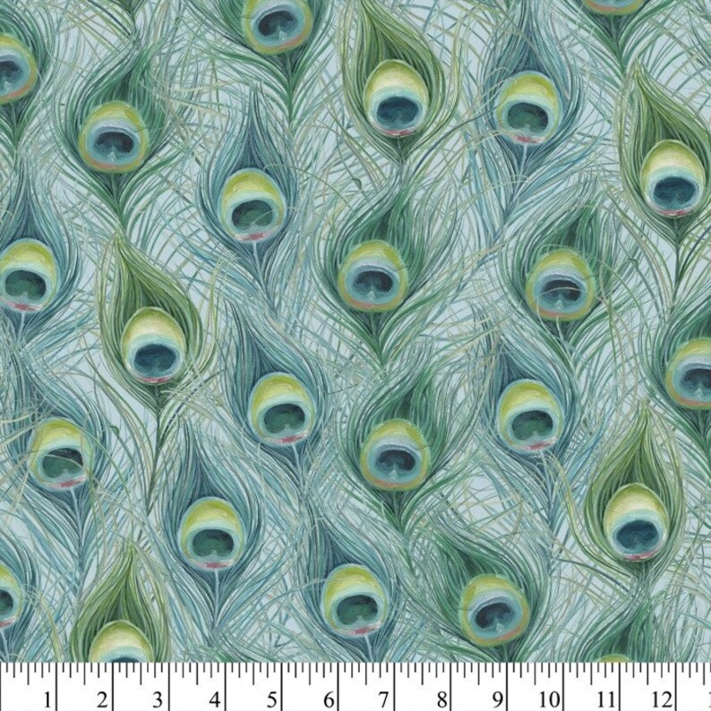 Peacock Fabric by the Yard Etsy