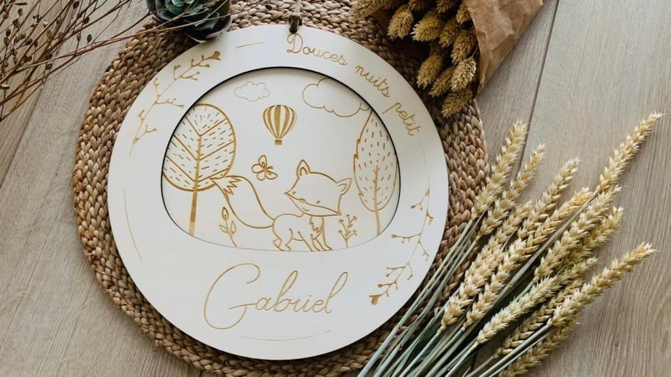 Couronne Prénom, Cadeau de Naissance, Renard