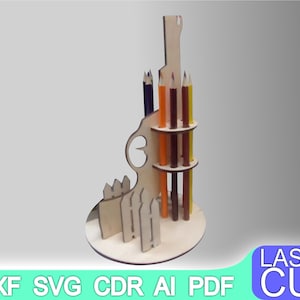 Pen holder Organizer Laser cut files SVG DXF, laser file, cnc pattern, cnc cut, laser cut, Digital, Vector Files, Cdr, Ai, Svg