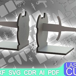 Bookend sword laser cut file, CNC Router, Digital, Vector Files, Dxf, Cdr, Ai, Svg