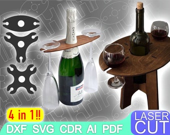 4 Wine Butler laser cut bestand, CNC Router, Digital, Vector Files, Dxf, Cdr, Ai, Svg