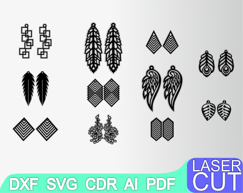 55 Boucles d’oreilles, boucles d’oreilles svg Fichiers coupés laser SVG ...