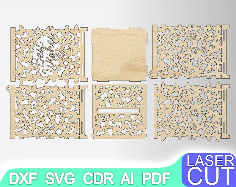 Wedding Box Laser Cut Laser Cut Files SVG DXF CDR Vector - Etsy