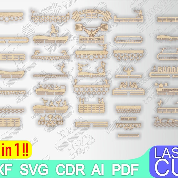 37 Medal holder, medal holder svg CNC Router, Digital, Vector Files, Dxf, Cdr, Ai, Svg