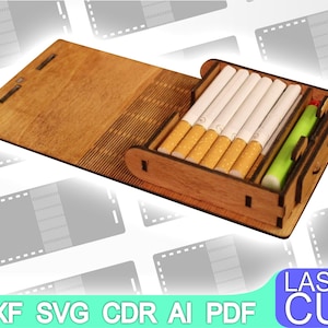 File SVG Custodia per sigarette, cassetti per armadietti per cassettiere per vetrine organizzative. DXF per il taglio laser. File vettoriali per il taglio del legno