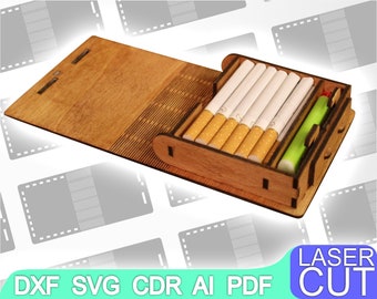 SVG file Cigarette case, cabinet jewellery storage drawers display boxes organisation. DXF file for laser cut. Vector files for cutting wood