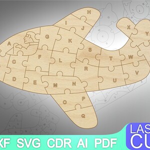Wooden Alphabet Puzzle Laser cut files SVG DXF CDR vector plans, cnc pattern, cnc cut, Glowforge laser laser cut