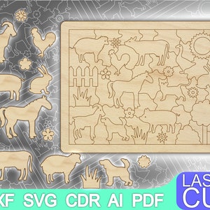 Puzzles Animals Puzzle Laser cut files SVG DXF CDR vector plans, cnc pattern, cnc cut, laser cut