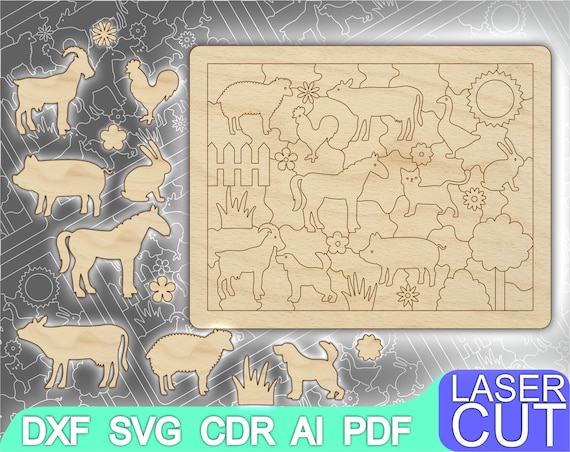 Download Puzzles Animals Puzzle Laser Cut Files Svg Dxf Cdr Vector Etsy