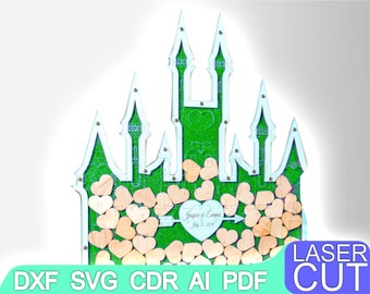 Guest Book. Wooden Wedding Decor Laser cut files SVG DXF CDR vector plans, files Instant download, cnc pattern, cnc cut, laser cut