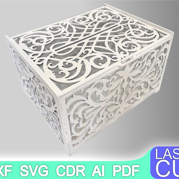 Wedding Card Box Laser cut Laser cut files SVG, DXF, CDR vector plans, laser file, cnc pattern, cnc cut, laser cut, Digital, Vector Files