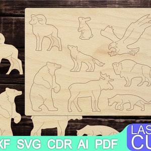 Puzzles Animals Puzzle Laser cut files SVG DXF CDR vector plans, cnc pattern, cnc cut, Glowforge laser laser cut