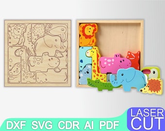 Puzzles Animals Puzzle Laser cut files SVG DXF CDR vector plans, cnc pattern, cnc cut, laser cut
