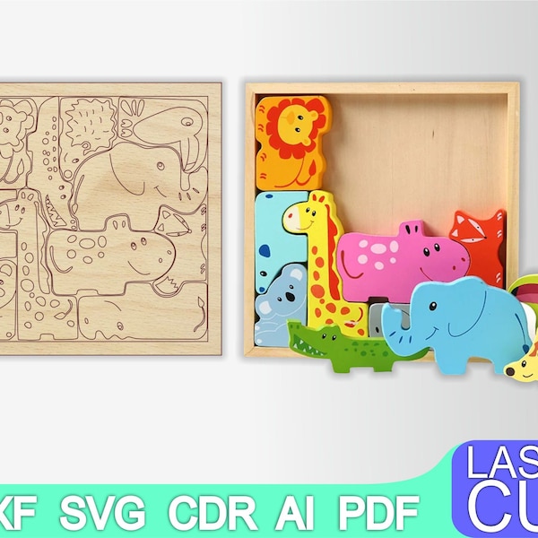 Puzzles Animals Puzzle Laser cut files SVG DXF CDR vector plans, cnc pattern, cnc cut, laser cut