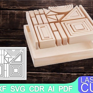 Wooden blocks game kit constructor Laser cut vector model | Laser Cut File | CNC | SVG | DXF | Digital Download