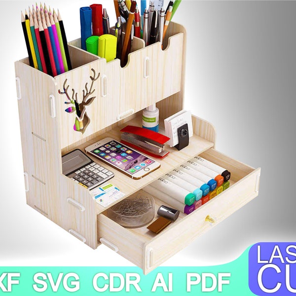 SVG file Organizer, cabinet jewellery storage drawers display boxes organisation. DXF file for laser cut. Vector files for cutting wood