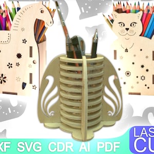 3 Pen holder Organizer Laser cut files SVG DXF, laser file, cnc pattern, cnc cut, laser cut, Digital, Vector Files, Cdr, Ai, Svg