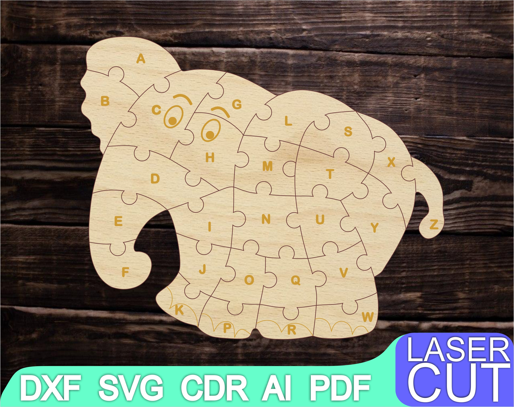9 in 1 Wooden Alphabet Puzzle Laser Cut Files SVG DXF CDR Etsy