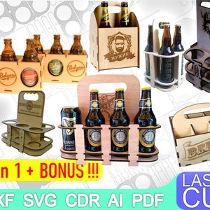 7 in 1 Wooden Pack Beer, Pack Beer svg, Laser Cut, CNC Cutting, CNC Router, Digital, Vector Files, Instant Download, Dxf, Cdr, Ai, Svg