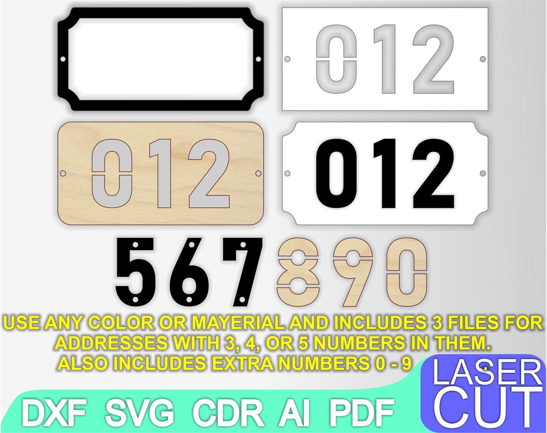 Address Sign Dxf Files 20 House Address Sign Svg, Laser Cut, CNC Cutting, CNC Router, Digital ...