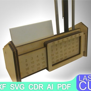 Organizer Calendar Wooden Laser cut files SVG DXF CDR vector plans, files Instant download, cnc pattern, cnc cut, laser cut