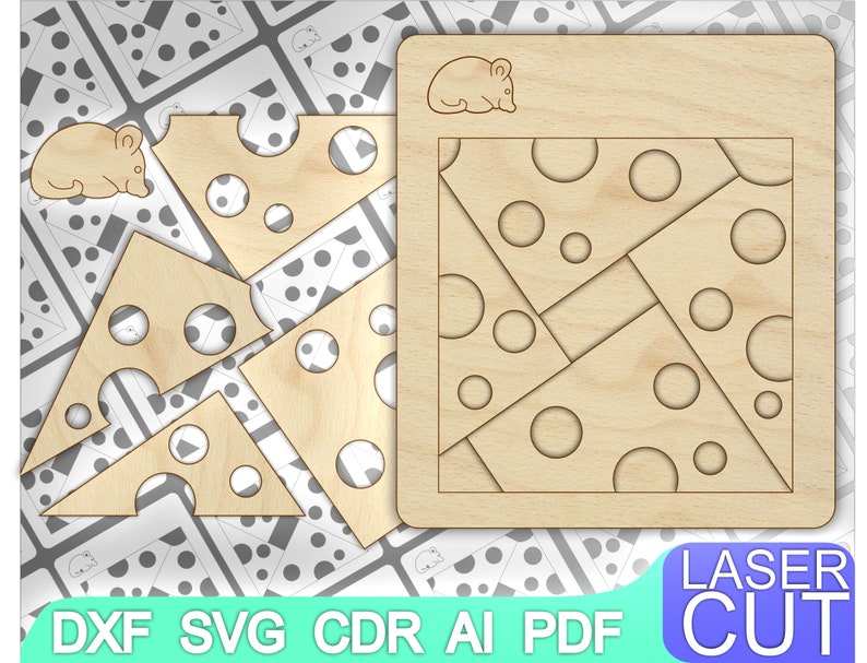 Cheese Puzzles Animals Puzzle Laser Cut Files SVG DXF CDR Etsy