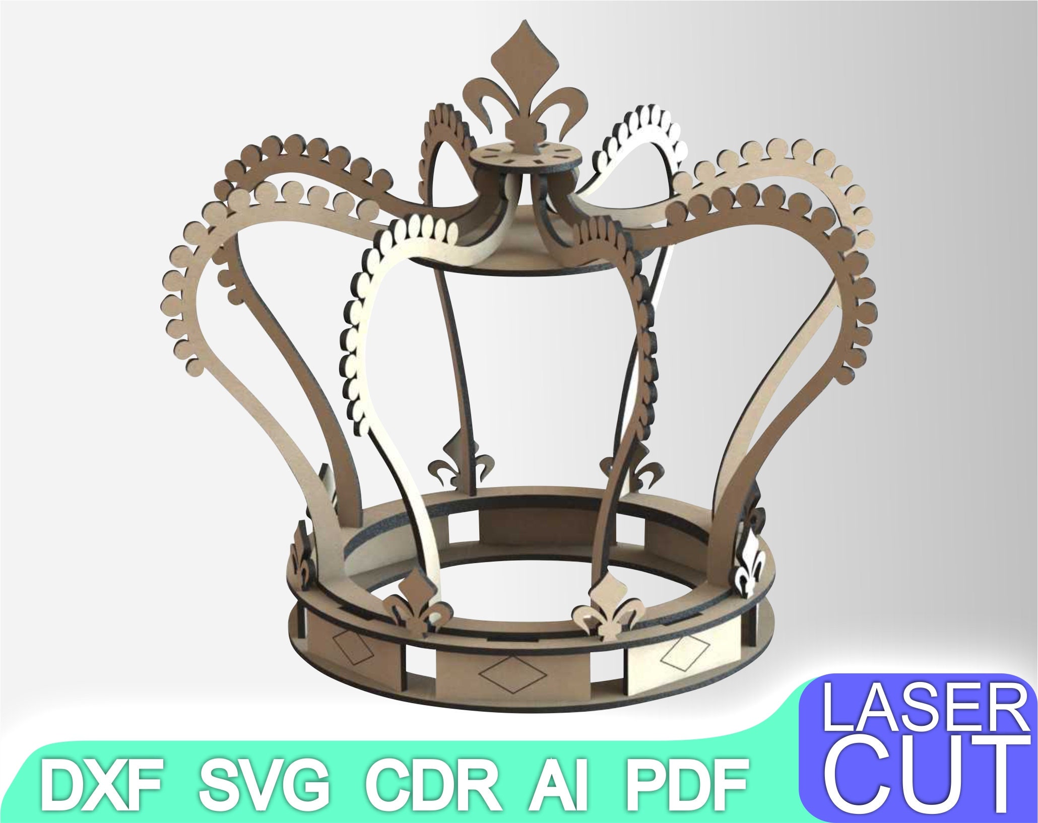 Crown. Laser Cut Files SVG DXF CDR Vector Plans Laser File Etsy UK
