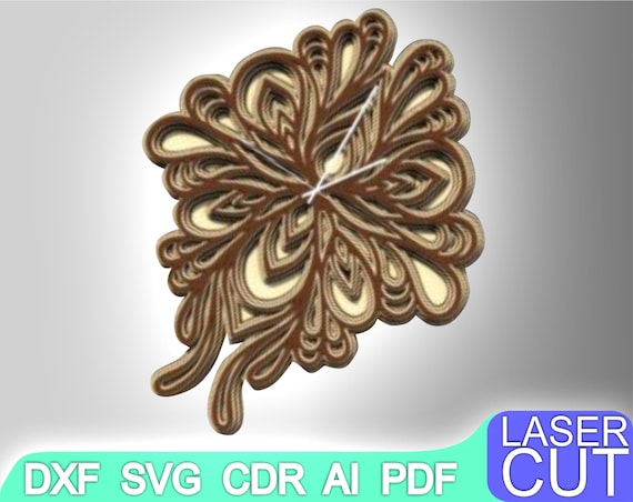 Download 3d Panel Mandala Clock Laser Cut Files Svg Dxf Cdr Vector Etsy