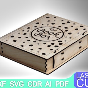 Laser cut book box Laser cut files SVG, DXF, CDR vector plans, laser file, cnc pattern, cnc cut, laser cut, Digital, Vector Files, Cdr, Ai