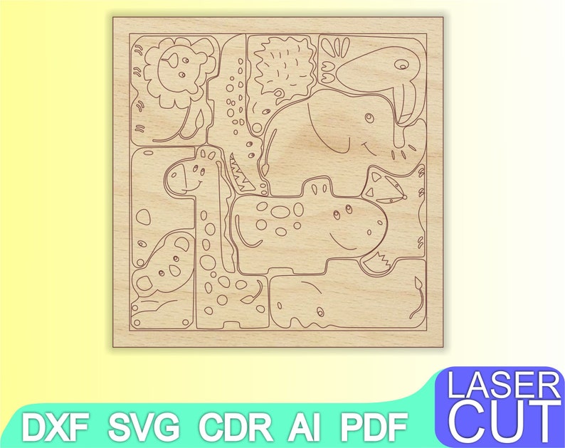 Download Puzzles Animals Puzzle Laser cut files SVG DXF CDR vector | Etsy