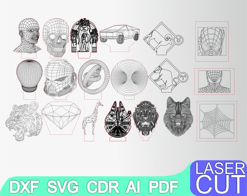 Download 76 3D night light Laser cut files Cnc router plans DXF SVG ...